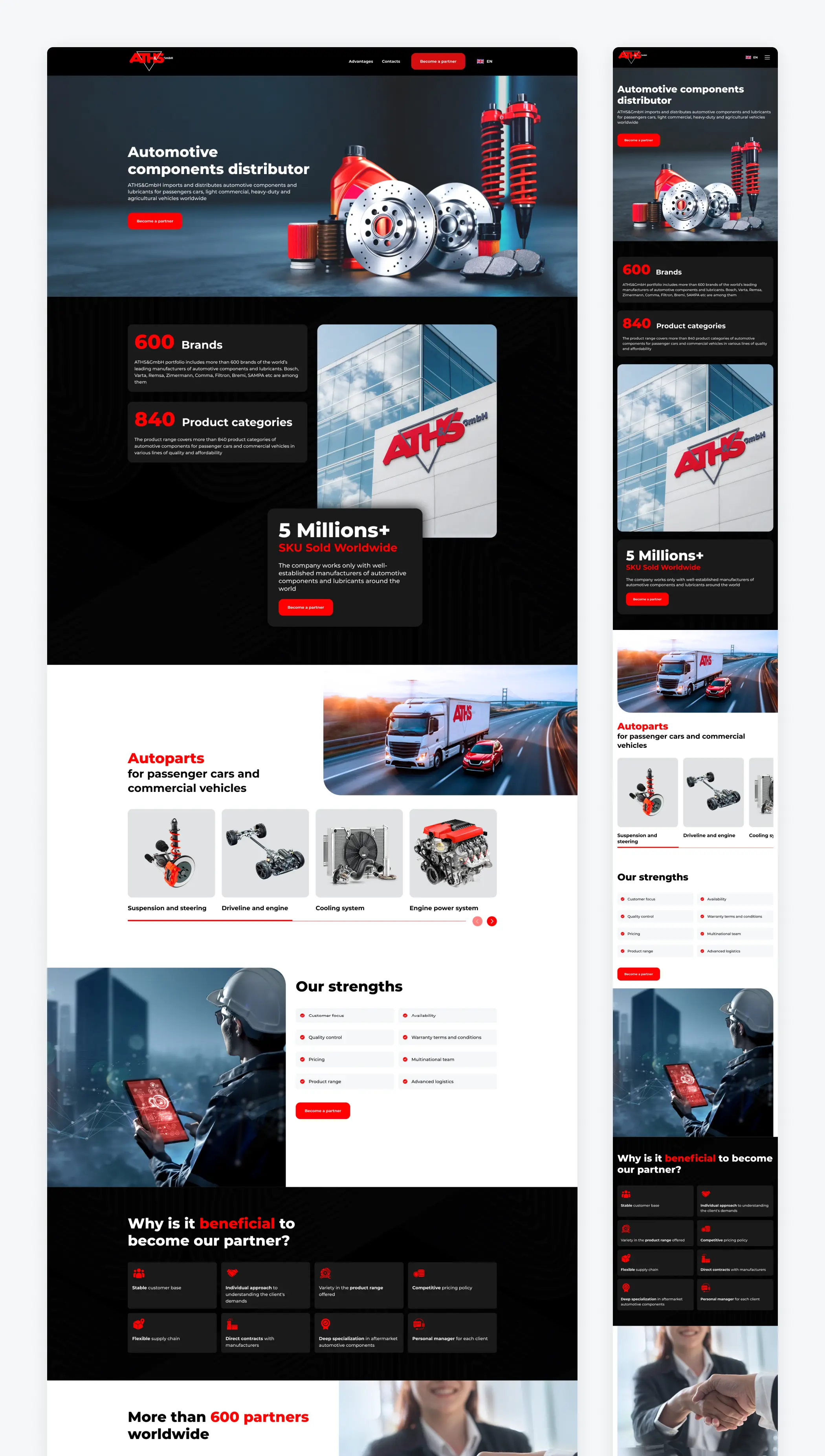 Разработка лендинга автокомпонентов «ATH&S»