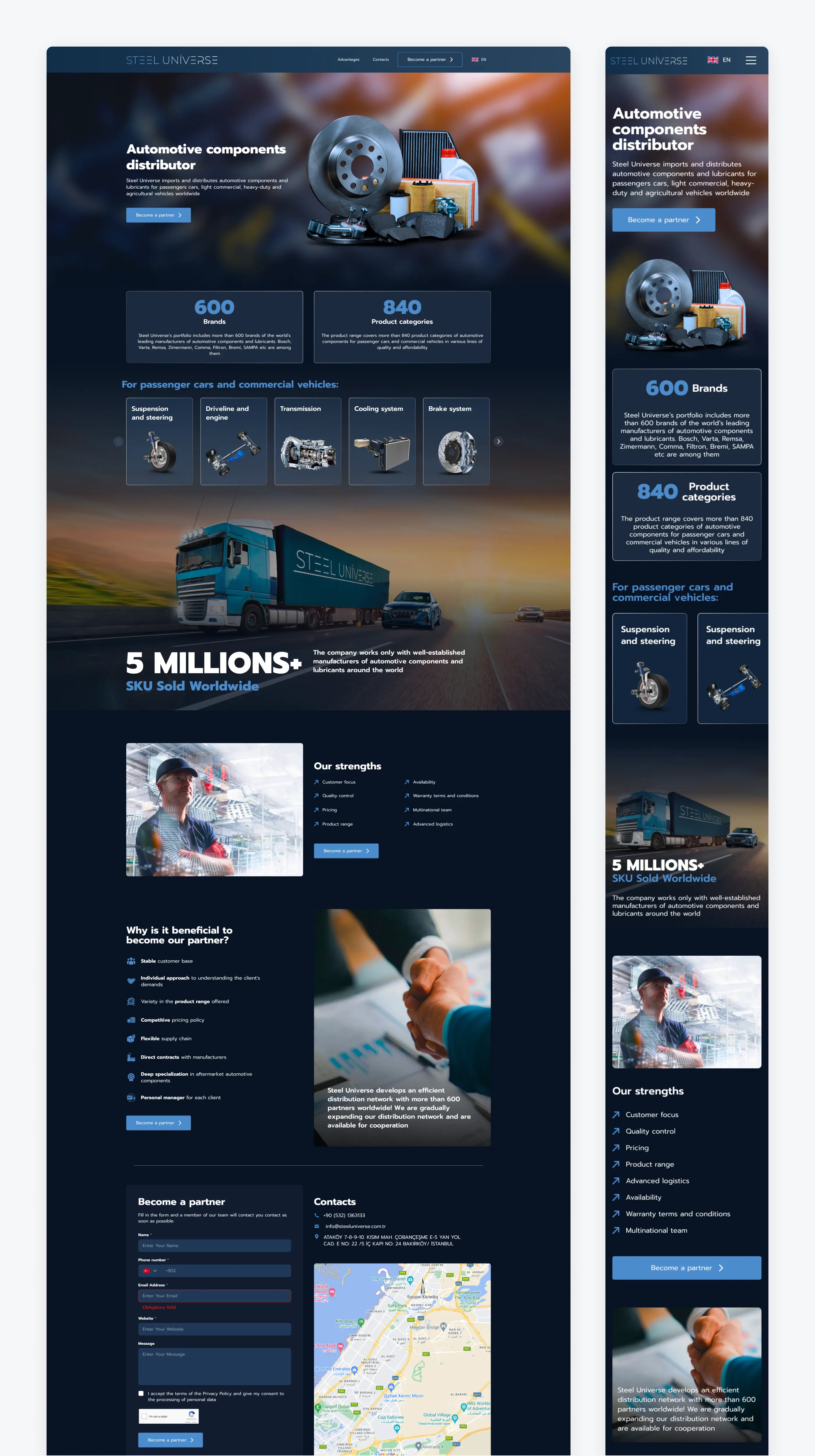 Разработка лендинга дистребьютера «Steel Universe»